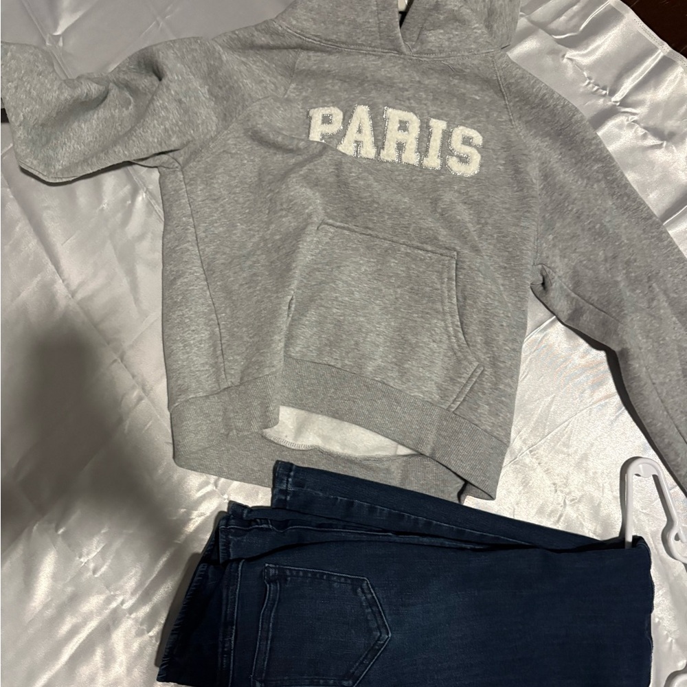 GB Girls Gray Hoodie and Blue Jeans Set